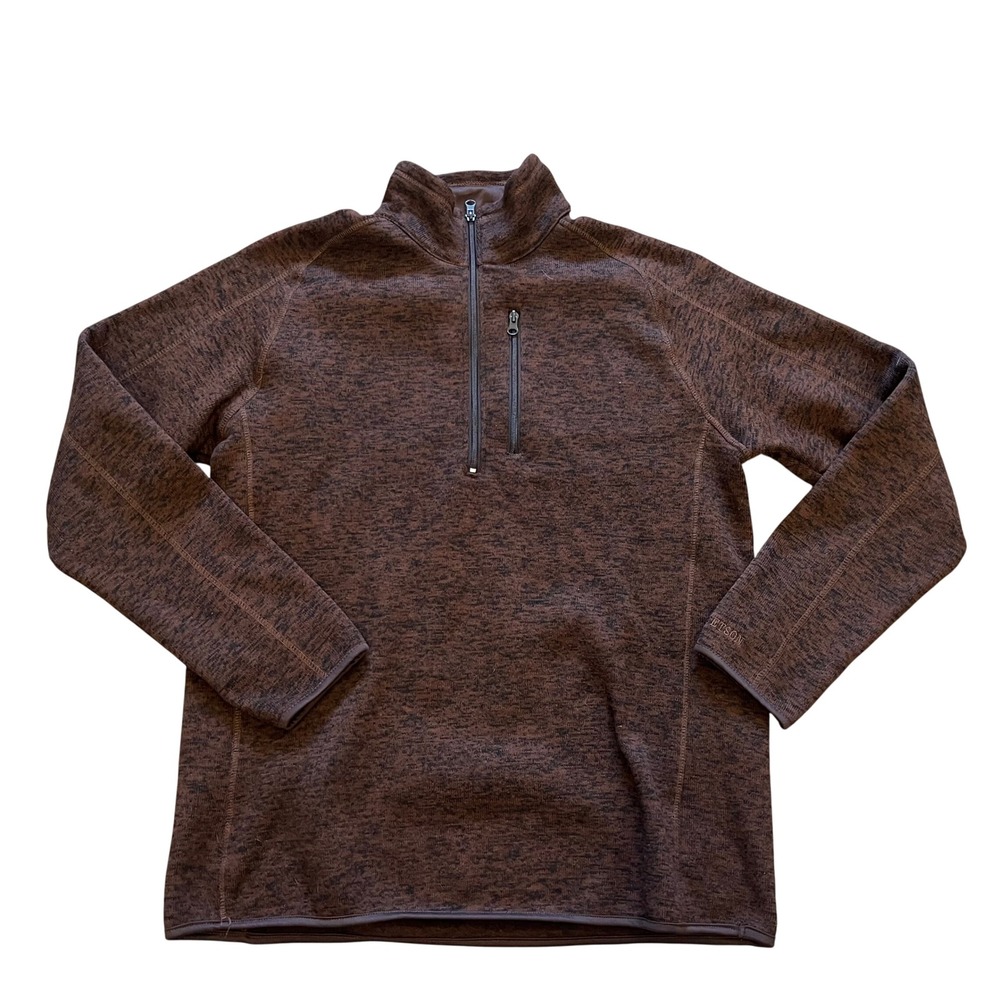 Stetson Mens Brown Marled Quarter Zip Fleece Pullover Jacket Large 11-014-0120